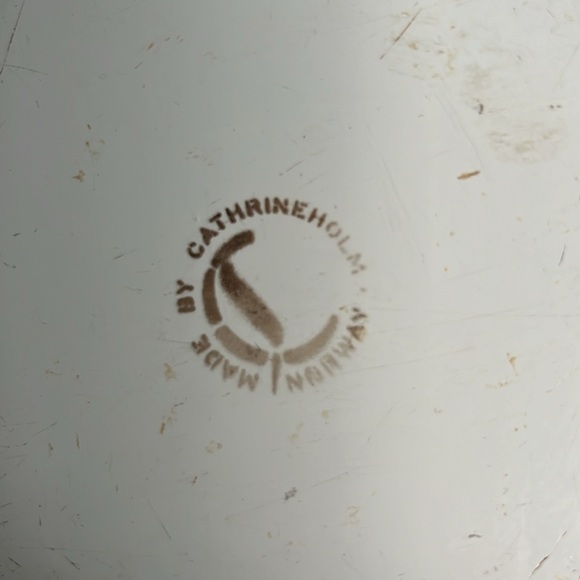 Vintage Cathrineholm Orange lotus enamel frying pan with wooden handle 9 inches - Picture 3 of 7